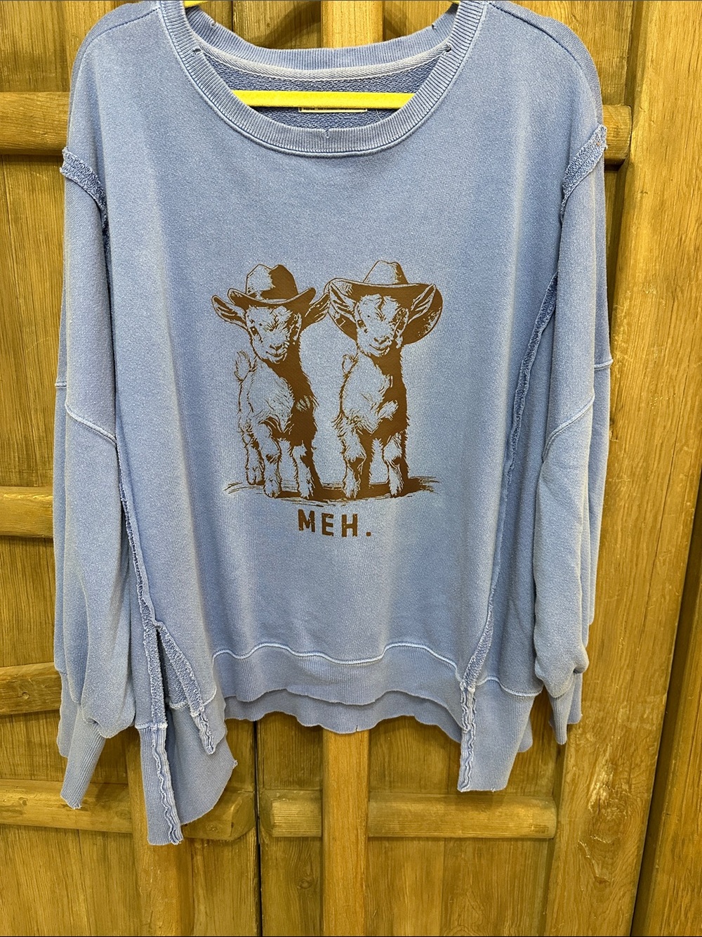 We the free Casual Blue 'Meh' Graphi Sweatshirt Camden free people custom ..